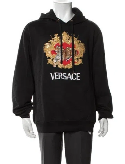 Pre-owned Versace Medusa Insignia Crew Neck Hoodie In Black