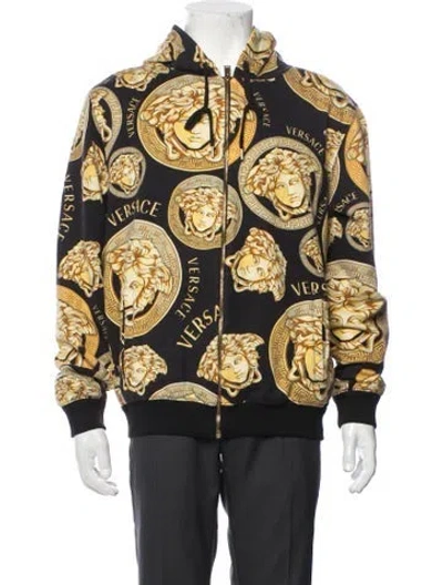 Pre-owned Versace Medusa Insignia Crew Neck Hoodie In Black