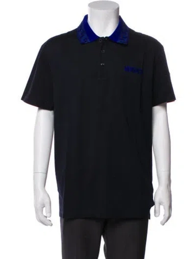 Pre-owned Versace Medusa Insignia Crew Neck Polo Shirt In Blue