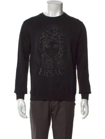 Pre-owned Versace Medusa Insignia Crew Neck Sweatshirt In Black