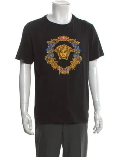 Pre-owned Versace Medusa Insignia Crew Neck T-shirt In Black