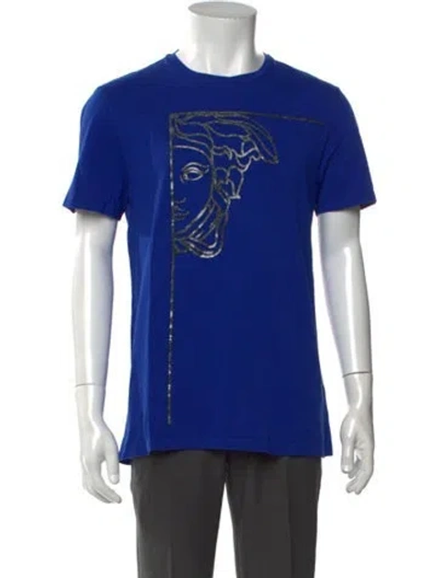 Pre-owned Versace Medusa Insignia Crew Neck T-shirt In Blue