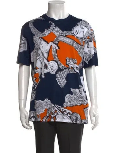 Pre-owned Versace Medusa Insignia Crew Neck T-shirt W/ Tags In Blue