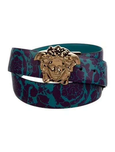Pre-owned Versace Medusa Insignia Embossed Leather Belt In Multi