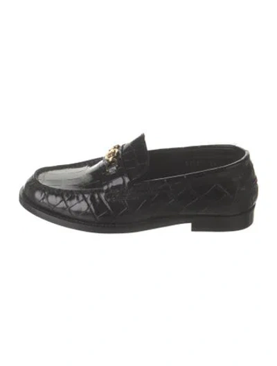 Pre-owned Versace Medusa Insignia Embossed Leather Loafers W/ Tags In Black