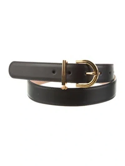 Pre-owned Versace Medusa Insignia Leather Belt In Black
