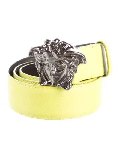 Pre-owned Versace Medusa Insignia Leather Belt Kit In Green