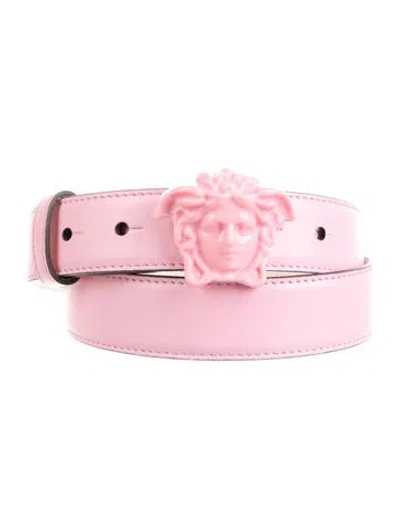 Pre-owned Versace Medusa Insignia Leather Belt In Pink