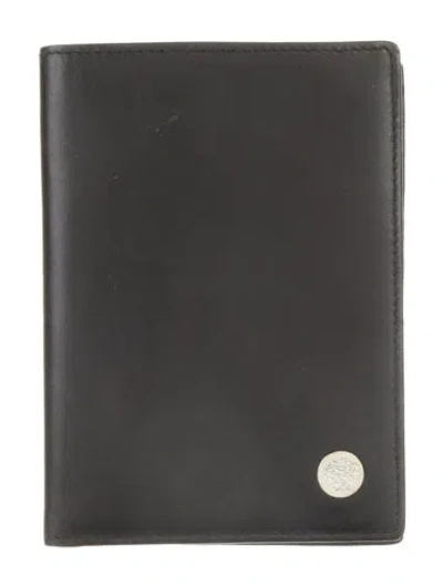 Pre-owned Versace Medusa Insignia Leather Bifold Wallet In Black