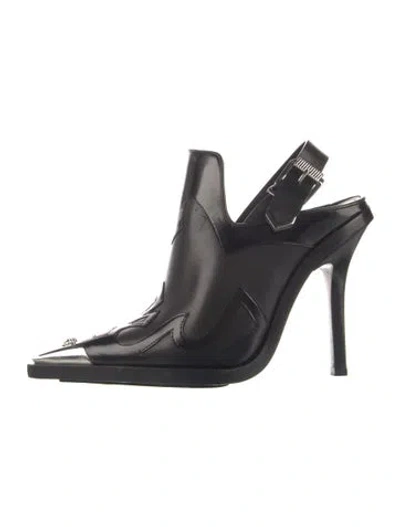Pre-owned Versace Medusa Insignia Leather Boots In Black