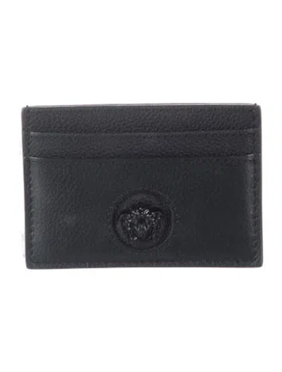 Pre-owned Versace Medusa Insignia Leather Card Holder In Multi