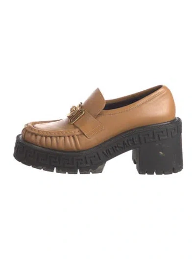 Pre-owned Versace Medusa Insignia Leather Chunky Sneakers In Black