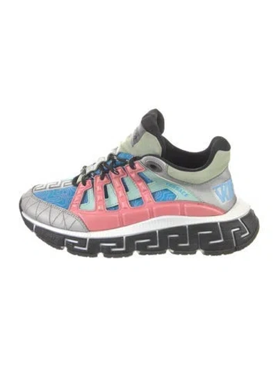 Pre-owned Versace Medusa Insignia Leather Chunky Sneakers In Multi