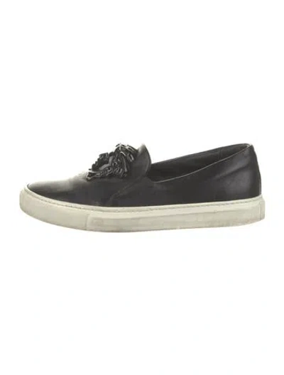 Pre-owned Versace Medusa Insignia Leather Loafer Sneakers In Multi