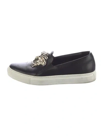 Pre-owned Versace Medusa Insignia Leather Loafer Sneakers In Multi