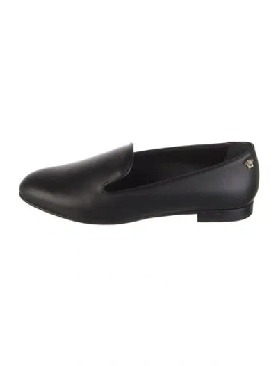 Pre-owned Versace Medusa Insignia Leather Loafers In Black