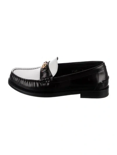 Pre-owned Versace Medusa Insignia Leather Loafers In Black