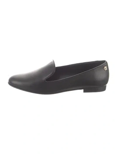 Pre-owned Versace Medusa Insignia Leather Loafers In Black