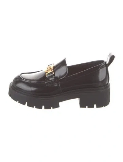 Pre-owned Versace Medusa Insignia Leather Loafers In Brown