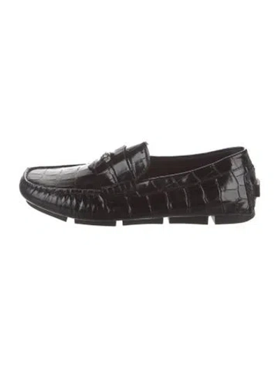 Pre-owned Versace Medusa Insignia Leather Loafers In Multicolor