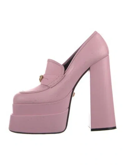 Pre-owned Versace Medusa Insignia Leather Pumps In Pink