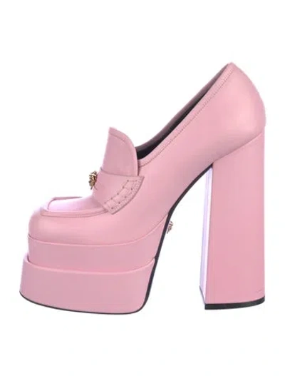Pre-owned Versace Medusa Insignia Leather Pumps In Pink