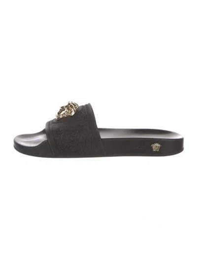 Pre-owned Versace Medusa Insignia Leather Slides