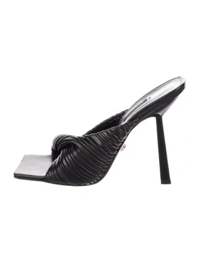 Pre-owned Versace Medusa Insignia Leather Slides In Black