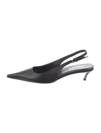 Pre-owned Versace Medusa Insignia Leather Slingback Pumps In Black