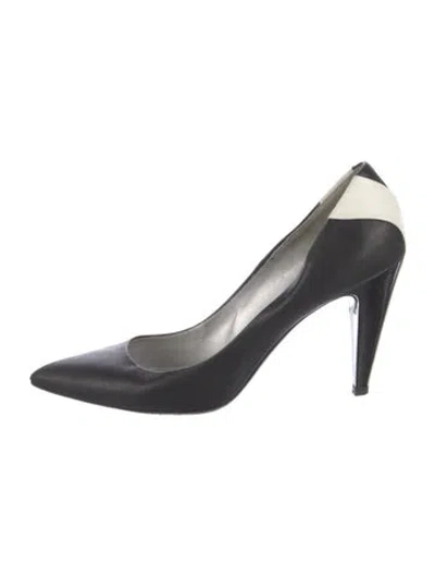 Pre-owned Versace Medusa Insignia Leather Slingback Pumps In Black