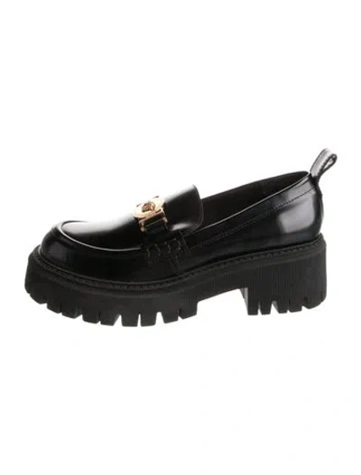 Pre-owned Versace Medusa Insignia Leather Slingback Pumps In Black