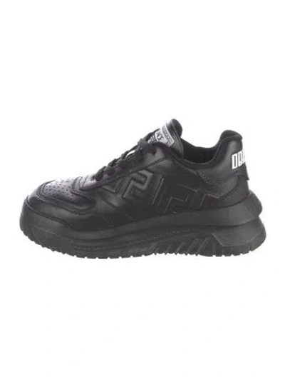 Pre-owned Versace Medusa Insignia Leather Sneakers In Black