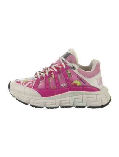 Pre-owned Versace Medusa Insignia Leather Sneakers In Multi