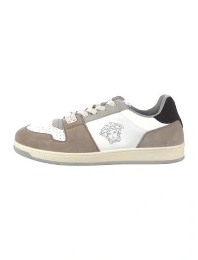 Pre-owned Versace Medusa Insignia Leather Sneakers In Multi
