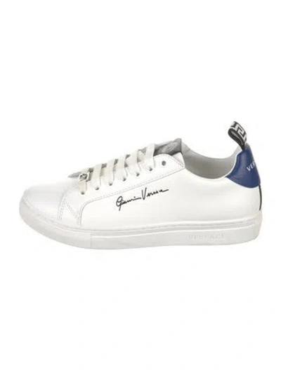 Pre-owned Versace Medusa Insignia Leather Sneakers In White