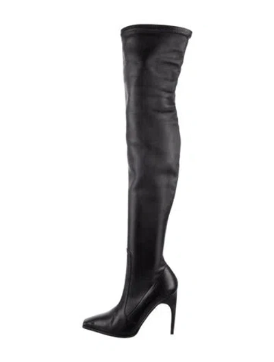 Pre-owned Versace Medusa Insignia Leather Sock Boots In Black