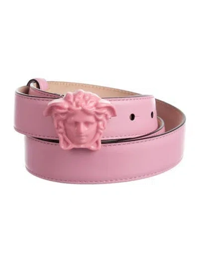 Pre-owned Versace Medusa Insignia Leather Waist Belt In Pink
