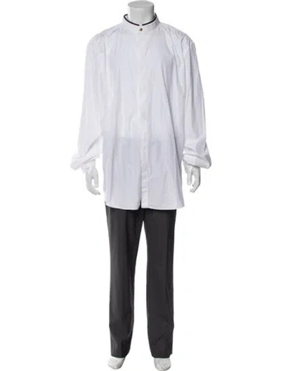 Pre-owned Versace Medusa Insignia Long Sleeve Dress Shirt In White