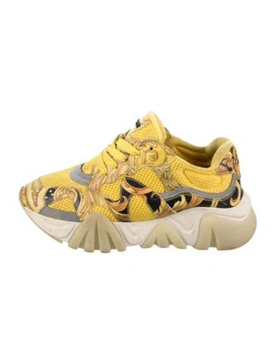 Pre-owned Versace Medusa Insignia Mesh Chunky Sneakers In Yellow