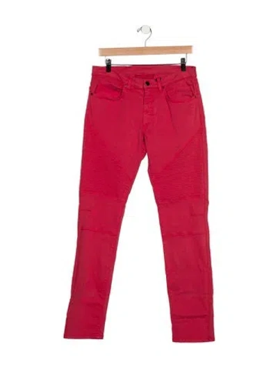 Pre-owned Versace Medusa Insignia Moto Jeans In Red