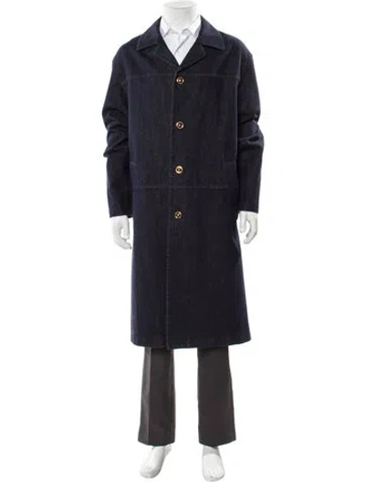 Pre-owned Versace Medusa Insignia Overcoat In Blue