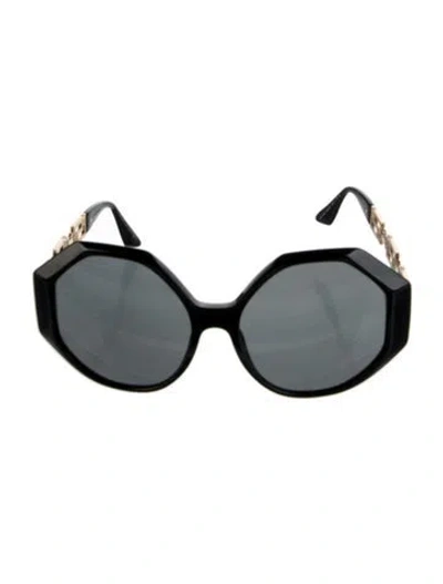 Pre-owned Versace Medusa Insignia Oversize Sunglasses In Black