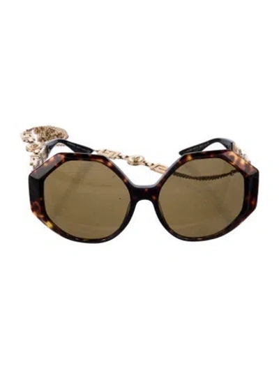 Pre-owned Versace Medusa Insignia Oversize Sunglasses In Brown