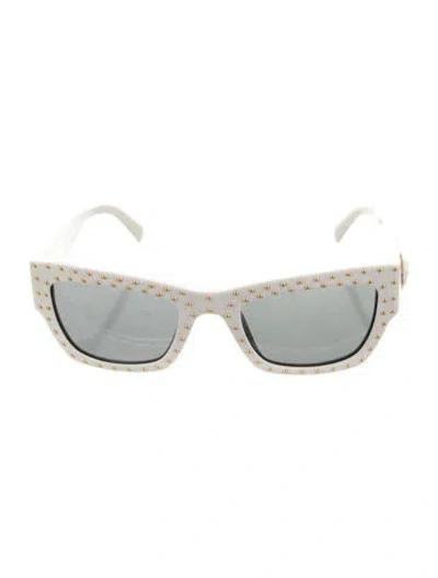 Pre-owned Versace Medusa Insignia Oversize Sunglasses In White
