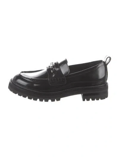 Pre-owned Versace Medusa Insignia Patent Leather Loafers In Green