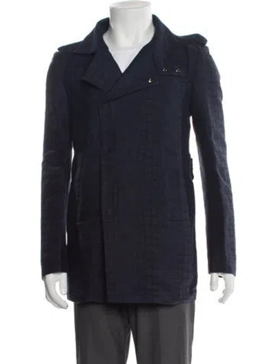 Pre-owned Versace Medusa Insignia Peacoat In Blue