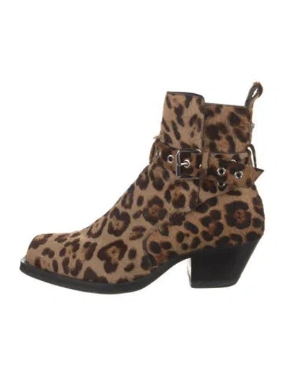Pre-owned Versace Medusa Insignia Ponyhair Boots In Brown