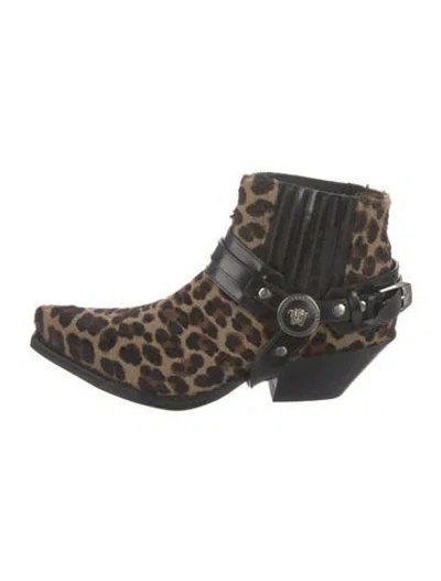Pre-owned Versace Medusa Insignia Ponyhair Western Boots In Multi