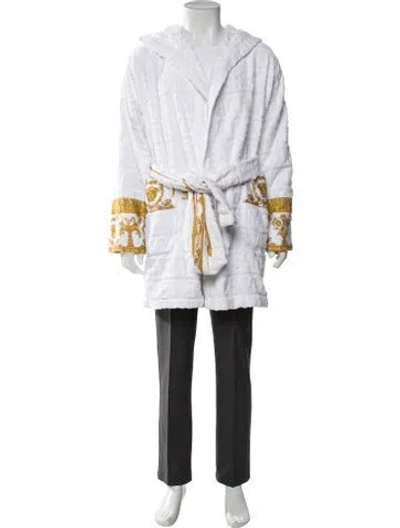 Pre-owned Versace Medusa Insignia Robe In Gold/white