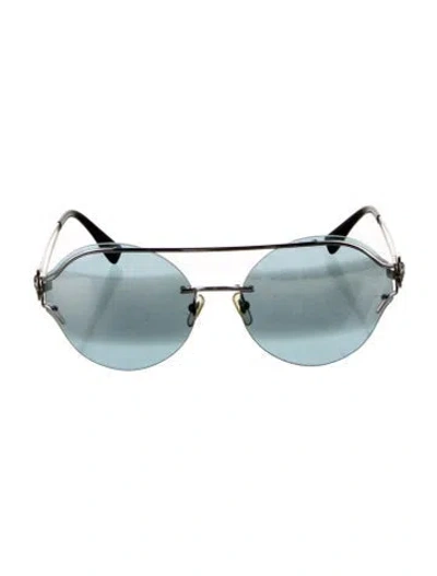 Pre-owned Versace Medusa Insignia Round Sunglasses In Black/gold